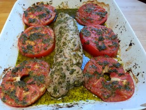 Filet mignon de porc au pesto. 
<p>5 minutes chrono de préparation, épatant pour épater les invités quand on n’a pas de temps !</p>
