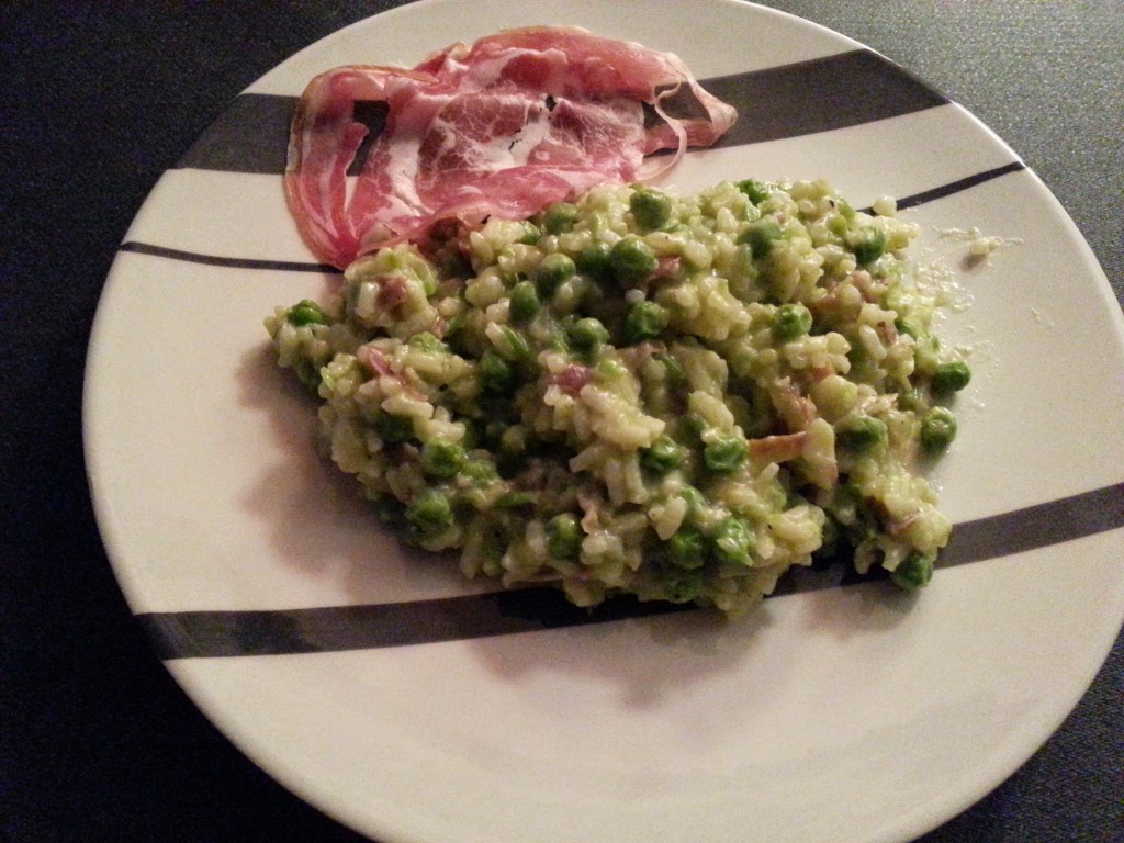 Risotto à la pancetta et aux petits pois