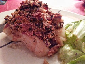 Dos de cabillaud au crumble de jambon cru